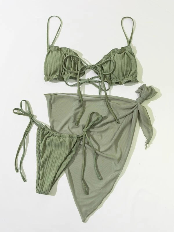 Ropa de trajes de bikini de dos piezas de color sólido al por mayor